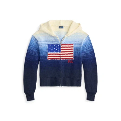 Polo Ralph Lauren Ombre Cotton Hoodie Knitwear Blue In Multi