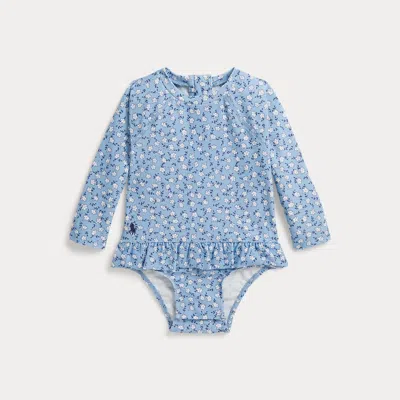 Ralph Lauren Babies' Floral Ruffled One-piece Rash Guard In Gorgeana ...