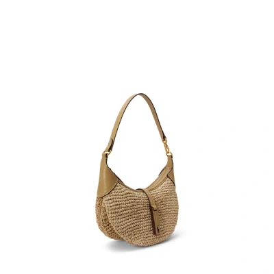 Polo Ralph Lauren Womens Natural Cashmere Polo Id Mini Raffia Shoulder Bag In Sand