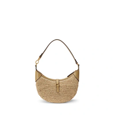Polo Ralph Lauren Womens Natural Cashmere Polo Id Mini Raffia Shoulder Bag In Sand