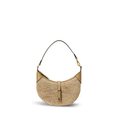 Polo Ralph Lauren Womens Natural Cashmere Polo Id Mini Raffia Shoulder Bag In Sand