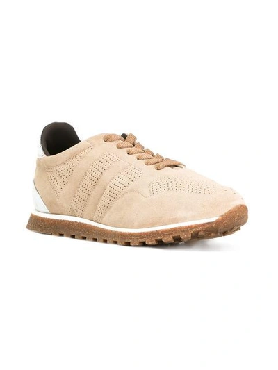 Shop Alberto Fasciani Perforated Decoration Sneakers In Neutrals