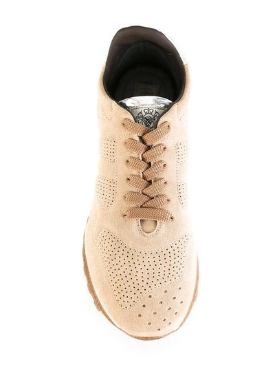 Shop Alberto Fasciani Perforated Decoration Sneakers In Neutrals