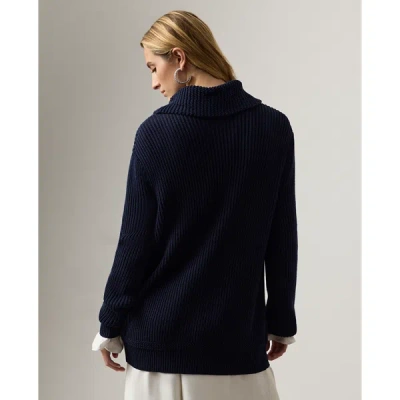Ralph Lauren Cotton-silk Shawl-collar Cardigan In Icon Navy In Blue