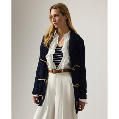 Ralph Lauren Cotton-silk Shawl-collar Cardigan In Icon Navy In Blue