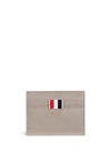 Thom Browne Card Holder With Note Compartment In Grey Pebble Grain