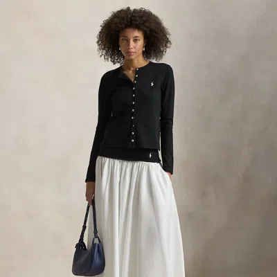 Polo Ralph Lauren Contrast-waistband A-line Skirt In White In Black