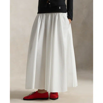 Polo Ralph Lauren Contrast-waistband A-line Skirt In White In Black