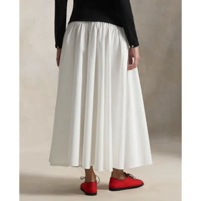 Polo Ralph Lauren Contrast-waistband A-line Skirt In White In Black