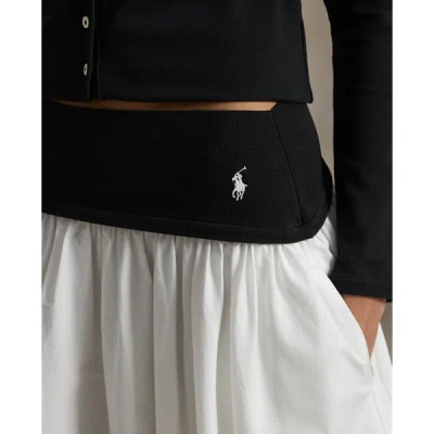 Polo Ralph Lauren Contrast-waistband A-line Skirt In White In Black