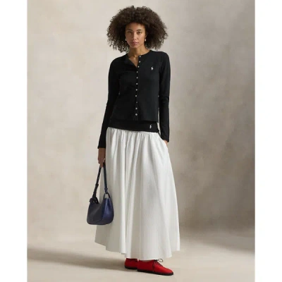 Polo Ralph Lauren Contrast-waistband A-line Skirt In White In Black
