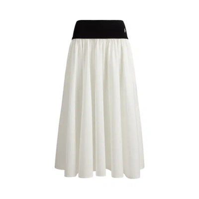 Polo Ralph Lauren Contrast-waistband A-line Skirt In White In Black