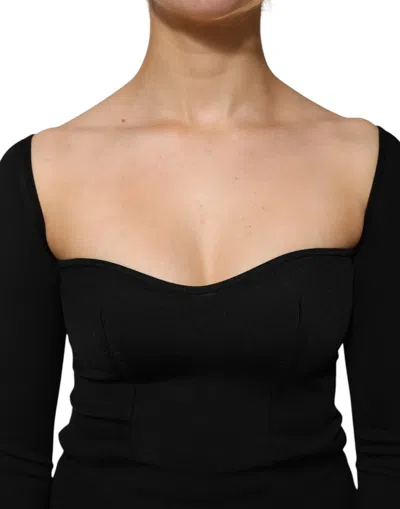 Dolce & Gabbana Sweetheart-neckline Long Sleeve Blouse In Black