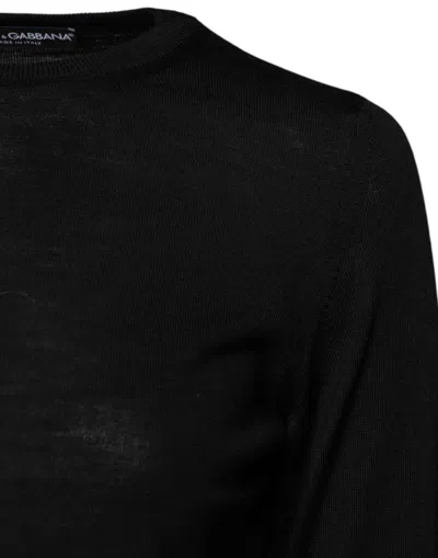 Dolce & Gabbana Wool Knit Crew Neck Pullover Sweater In Black