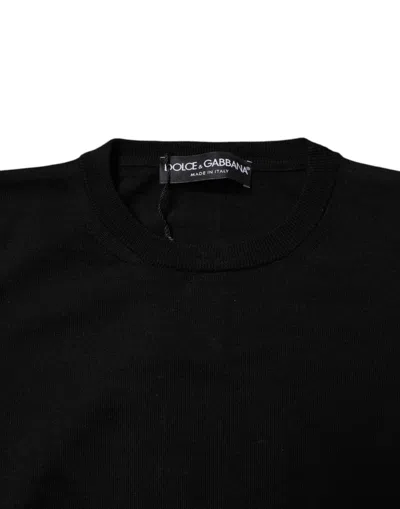 Dolce & Gabbana Wool Knit Crew Neck Pullover Sweater In Black
