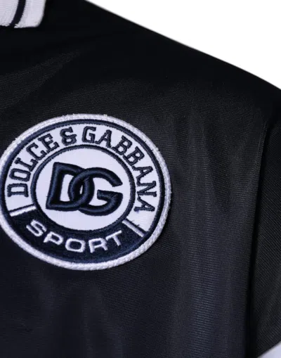 Dolce & Gabbana Blue Logo Jersey Collared Pullover Sweater In Multi