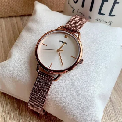 Casio Quartz Waterproof Silver Analog In Brown