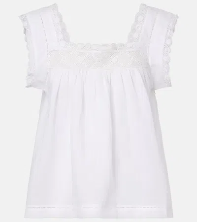 Doen Almadia Crochet-trimmed Ramie Mini Dress In White