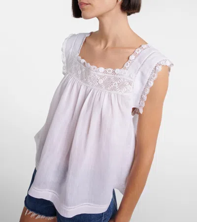 Doen Almadia Crochet-trimmed Ramie Mini Dress In White