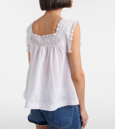 Doen Almadia Crochet-trimmed Ramie Mini Dress In White