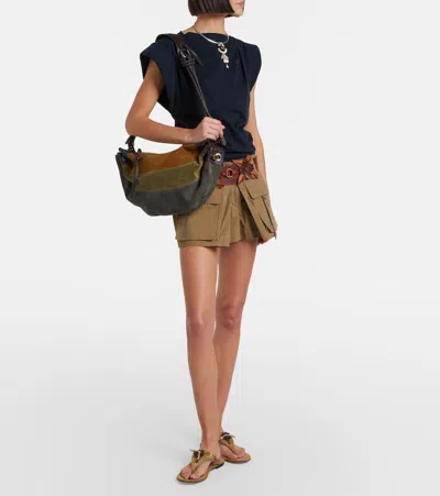 Isabel Marant Womens Multicolor Khaki Maia Medium Suede Shoulder Bag