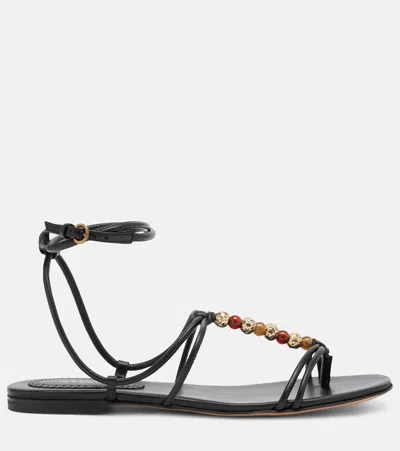 Isabel Marant Yctoria Beaded-strap Leather Sandals In Black
