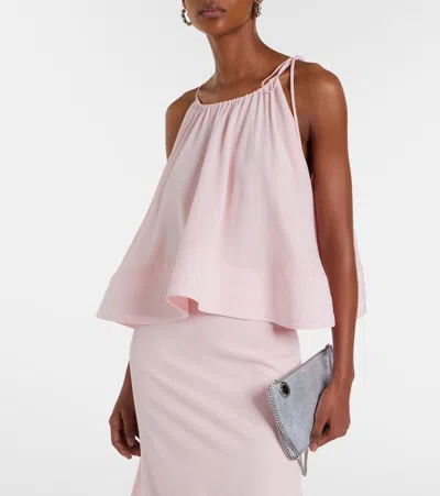 Stella Mccartney Womens Ballet Pink Halter-neck Frilled Silk Top