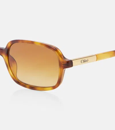 Chloé Judy Rectangular Sunglasses In Brown