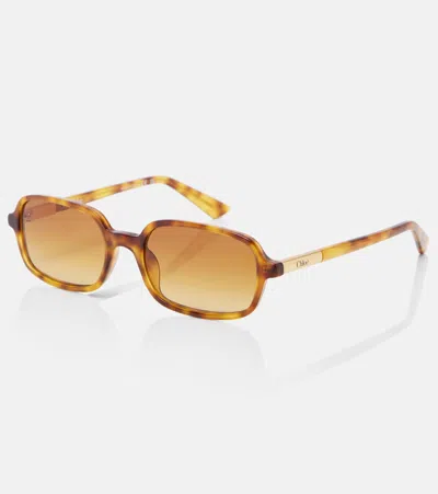 Chloé Judy Rectangular Sunglasses In Brown