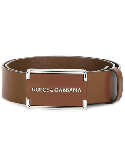 Shop Dolce & Gabbana Logo Plaque Belt - Brown