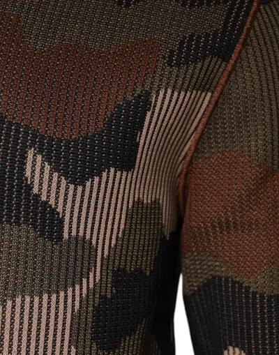 Dolce & Gabbana Multicolor Camouflage Men Pullover Sweater In Brown