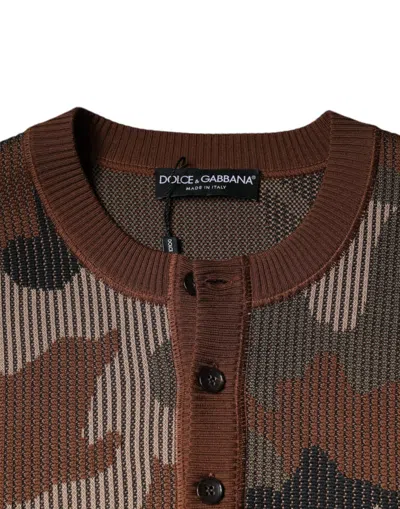 Dolce & Gabbana Multicolor Camouflage Men Pullover Sweater In Brown