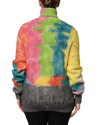 Dolce & Gabbana Multicolor Mohair Turtleneck Pullover Sweater In Multi