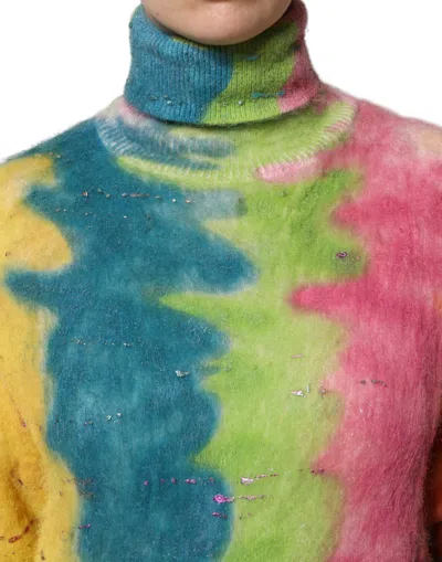 Dolce & Gabbana Multicolor Mohair Turtleneck Pullover Sweater In Multi