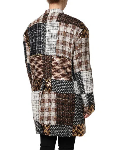 Dolce & Gabbana Multicolor Patchwork Button Down Jacket In Brown