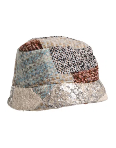 Dolce & Gabbana Multicolor Patchwork Embellished Bucket Hat In Multi
