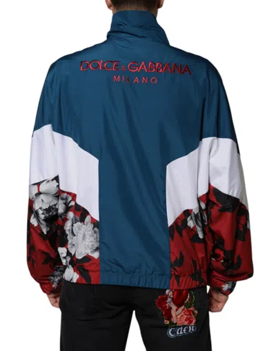Dolce & Gabbana Multicolor Polyester Full Zip Jacket In Blue