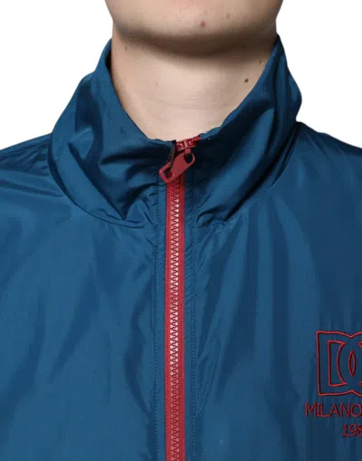 Dolce & Gabbana Multicolor Polyester Full Zip Jacket In Blue