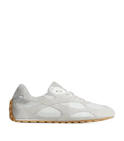 Bottega Veneta Silver Leather Orbit Flash Sneakers In White