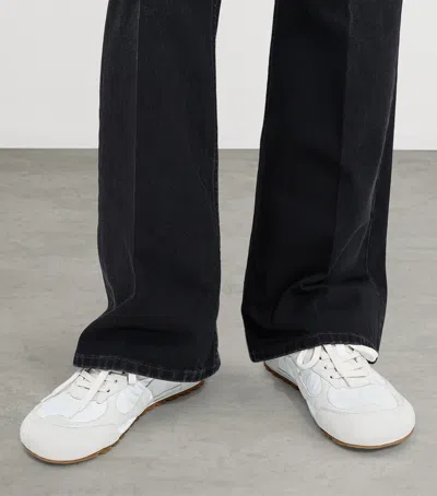 Bottega Veneta Silver Leather Orbit Flash Sneakers In White