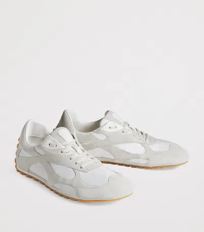 Bottega Veneta Silver Leather Orbit Flash Sneakers In White