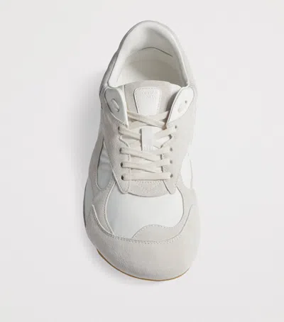 Bottega Veneta Silver Leather Orbit Flash Sneakers In White