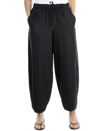 Max Studio Drawstring Linen-blend Lantern Pant In Brown