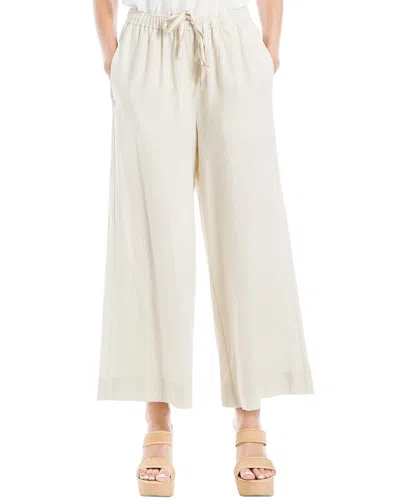 Max Studio Drawstring Crop Linen-blend Pant In Neutral