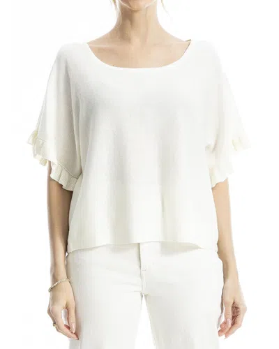Max Studio Flutter Sleeve Linen-blend Top In Neutral