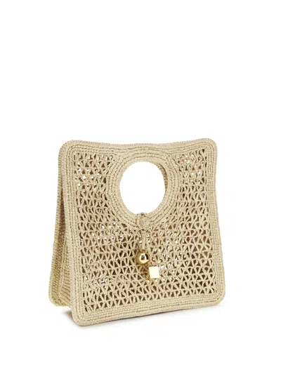 Jacquemus Small The Spiaggia Circular-handle Crochet Tote Bag In Neutral