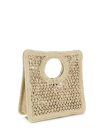 Jacquemus Small The Spiaggia Circular-handle Crochet Tote Bag In Neutral
