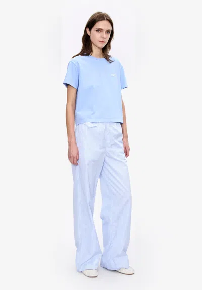 A.p.c. Striped Wide-leg Trousers In Blue