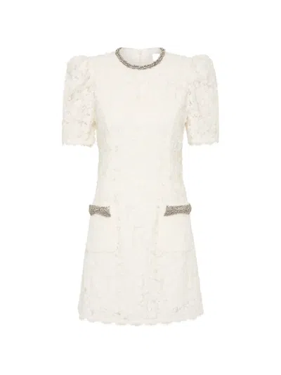 Rebecca Vallance Dillon Crystal And Sequin-embellished Lace Mini Dress In White