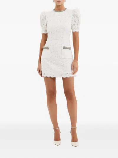 Rebecca Vallance Dillon Crystal And Sequin-embellished Lace Mini Dress In White